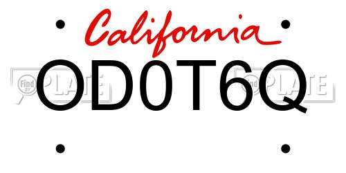 OD0T6Q California License Plate
