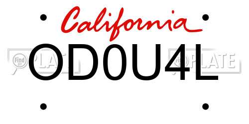 OD0U4L California License Plate