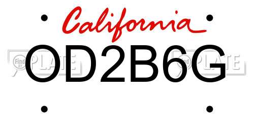 OD2B6G California License Plate