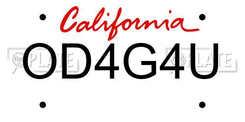 OD4G4U California License Plate