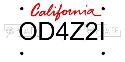 OD4Z2I California License Plate
