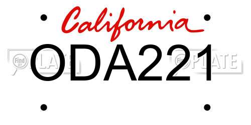 ODA221 California License Plate