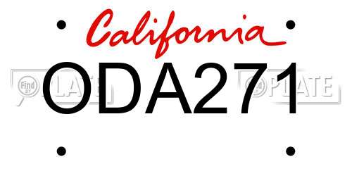 ODA271 California License Plate