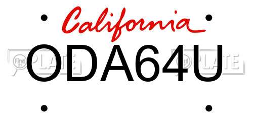 ODA64U California License Plate