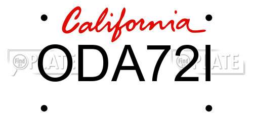 ODA72I California License Plate