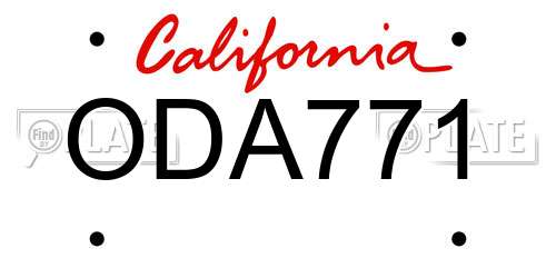ODA771 California License Plate