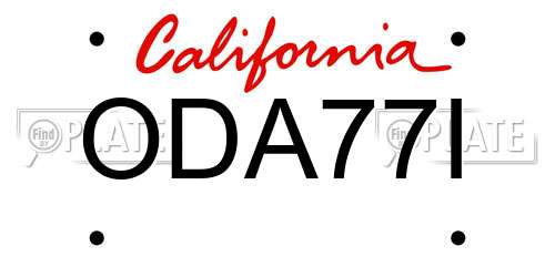 ODA77I California License Plate