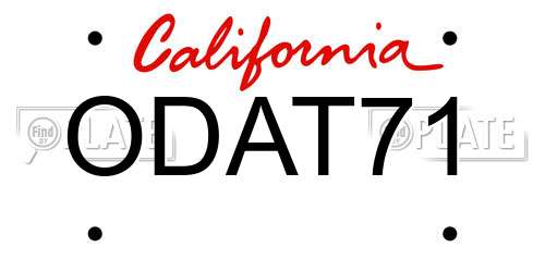 ODAT71 California License Plate