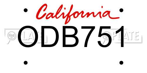 ODB751 California License Plate