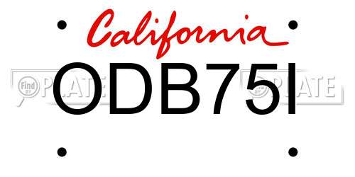 ODB75I California License Plate
