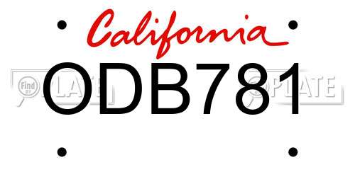 ODB781 California License Plate