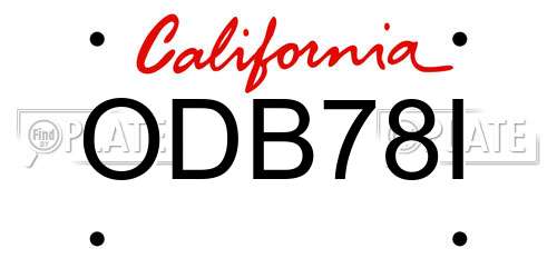 ODB78I California License Plate