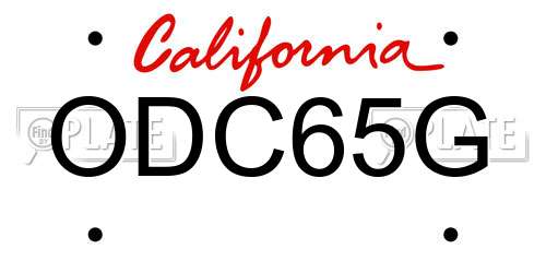ODC65G California License Plate