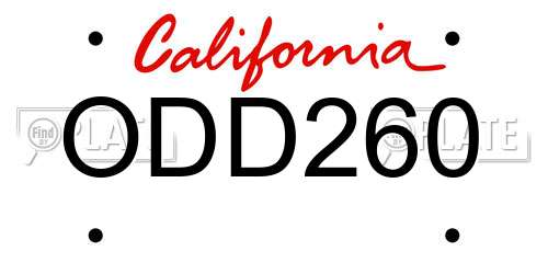 ODD260 California License Plate