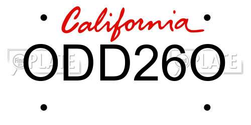 ODD26O California License Plate