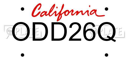 ODD26Q California License Plate