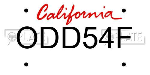 ODD54F California License Plate