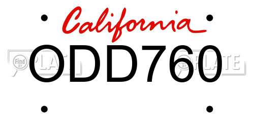 ODD760 California License Plate