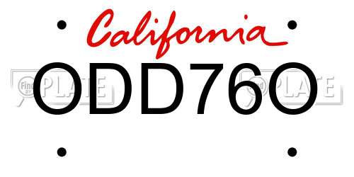 ODD76O California License Plate