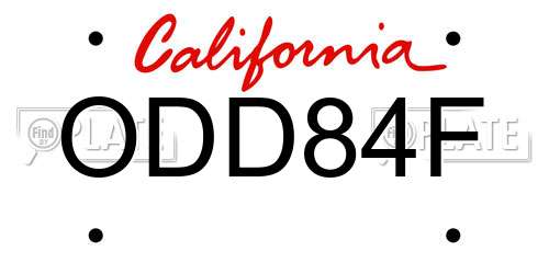 ODD84F California License Plate
