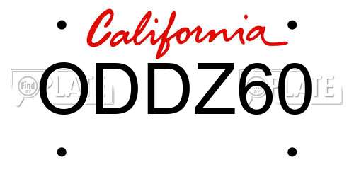 ODDZ60 California License Plate