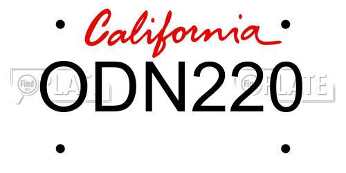 ODN220 California License Plate