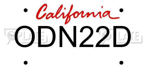 ODN22D California License Plate