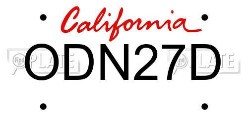 ODN27D California License Plate