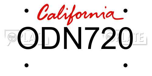 ODN720 California License Plate