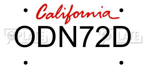 ODN72D California License Plate