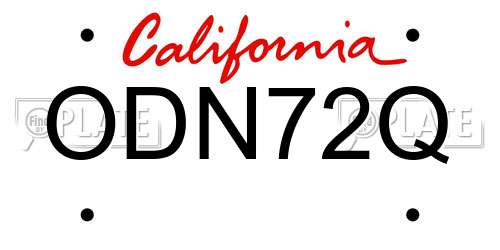 ODN72Q California License Plate