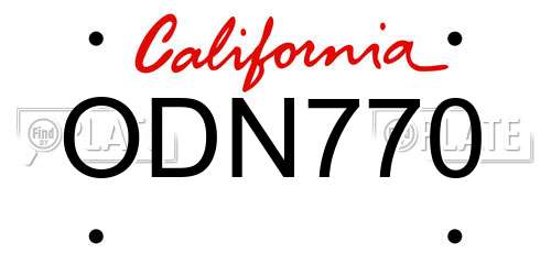 ODN770 California License Plate