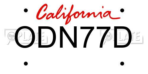ODN77D California License Plate