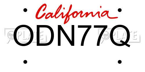 ODN77Q California License Plate
