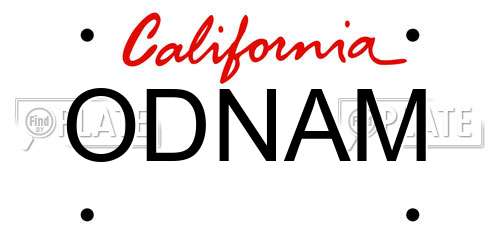 ODNAM California License Plate