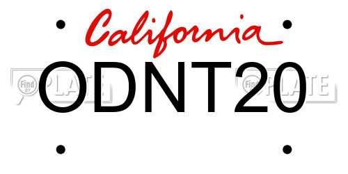 ODNT20 California License Plate