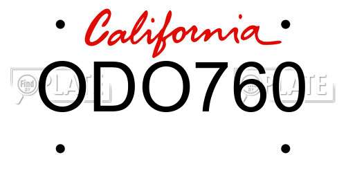 ODO760 California License Plate