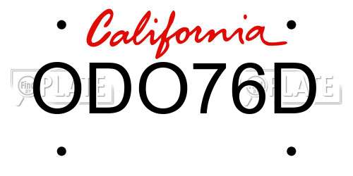 ODO76D California License Plate