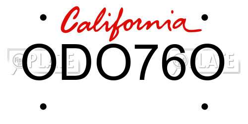 ODO76O California License Plate
