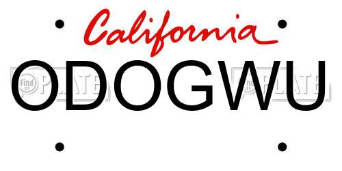 ODOGWU California License Plate