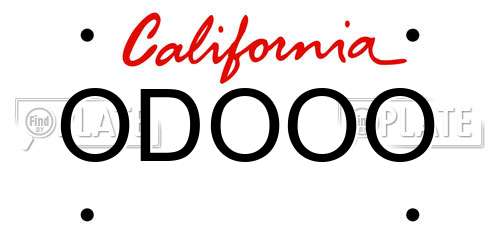 ODOOO California License Plate