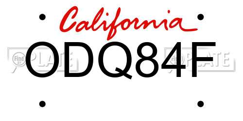 ODQ84F California License Plate