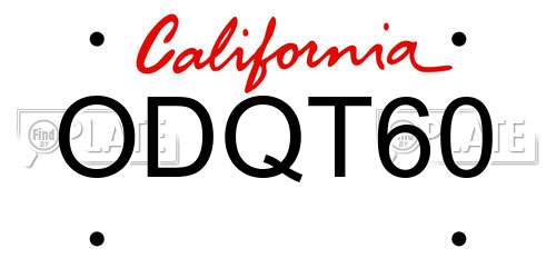ODQT60 California License Plate