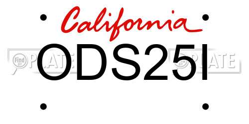 ODS25I California License Plate