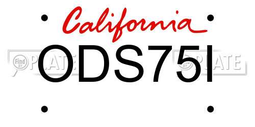 ODS75I California License Plate