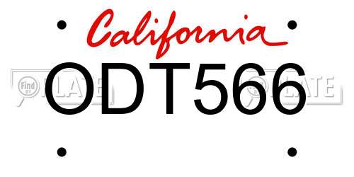 ODT566 California License Plate