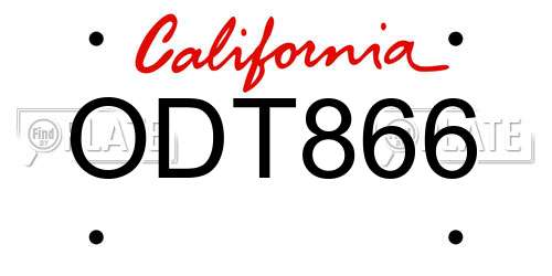 ODT866 California License Plate