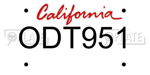 ODT951 California License Plate