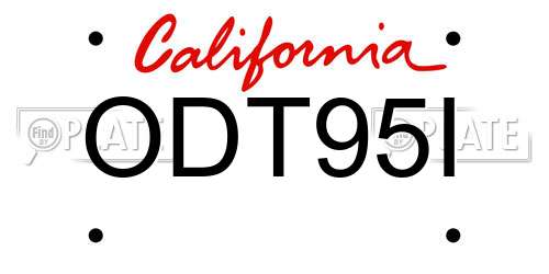 ODT95I California License Plate