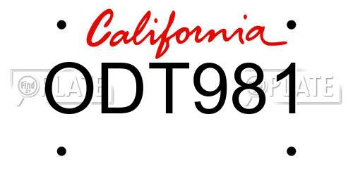ODT981 California License Plate